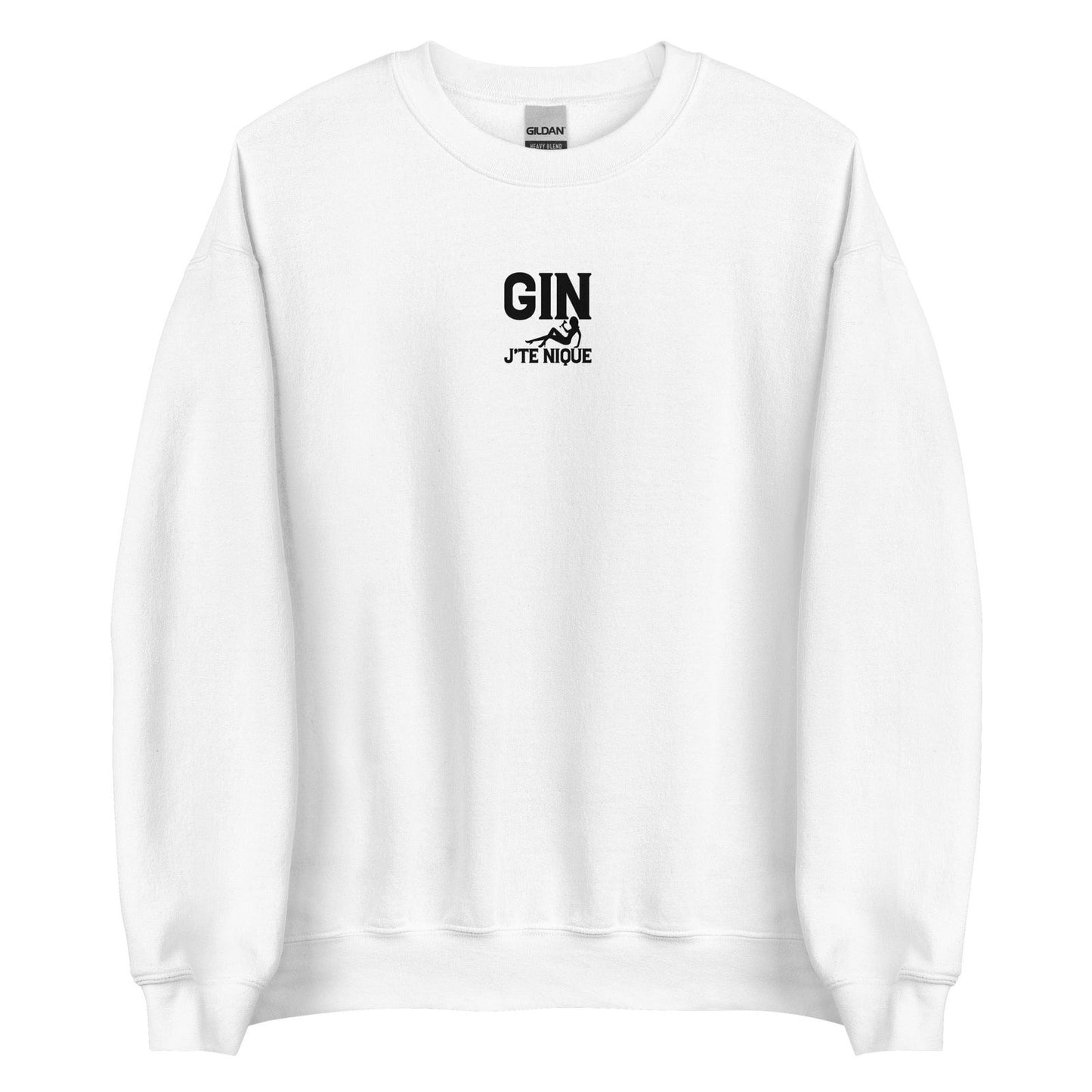 Sweat unisexe col rond Gin j'te nique Blanc - Sedurro