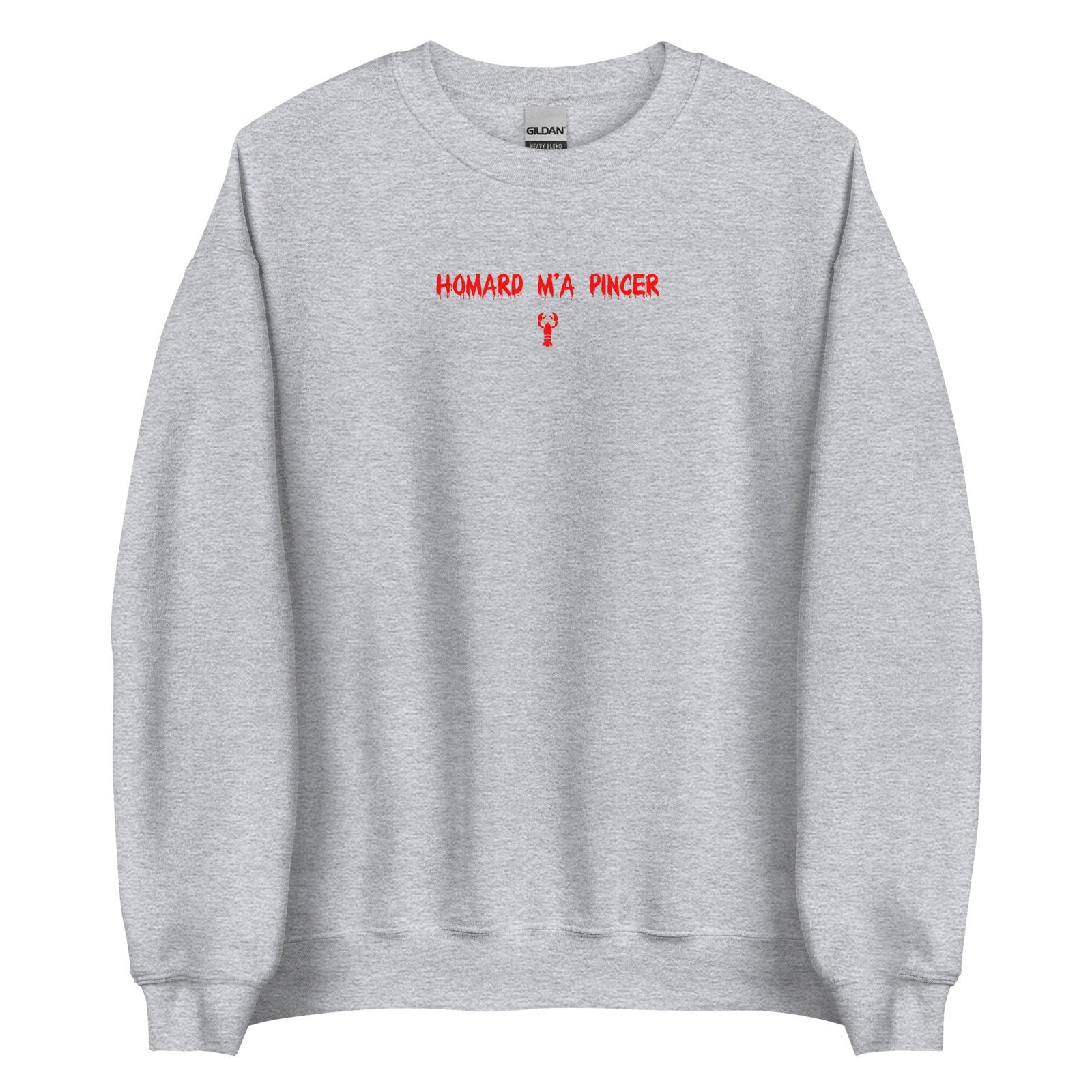 Sweat unisexe col rond Homard m'a pincer Gris Sport - Sedurro