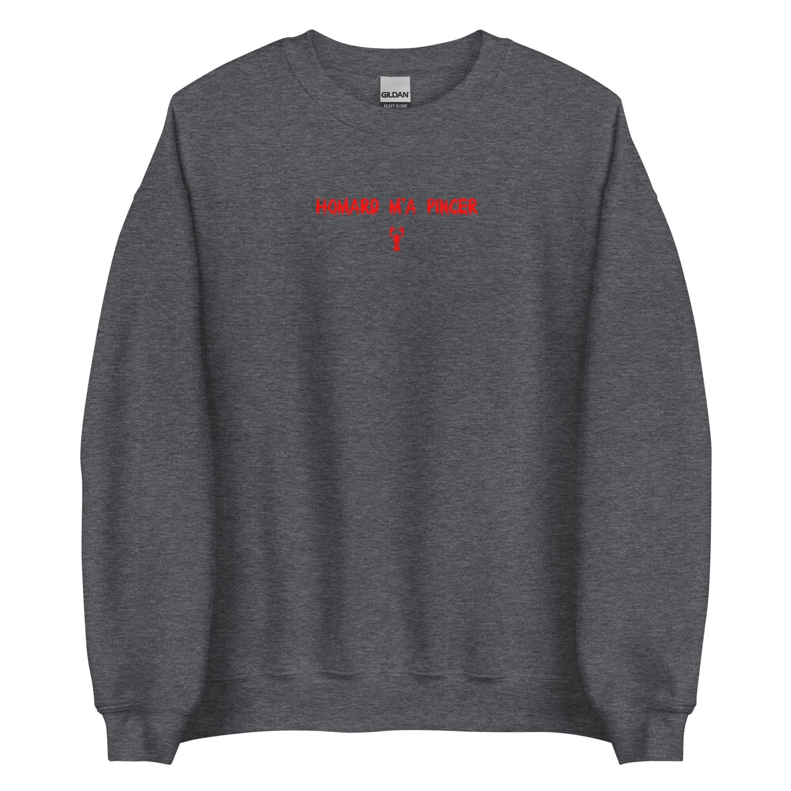 Sweat unisexe col rond Homard m'a pincer Gris Foncé Chiné - Sedurro