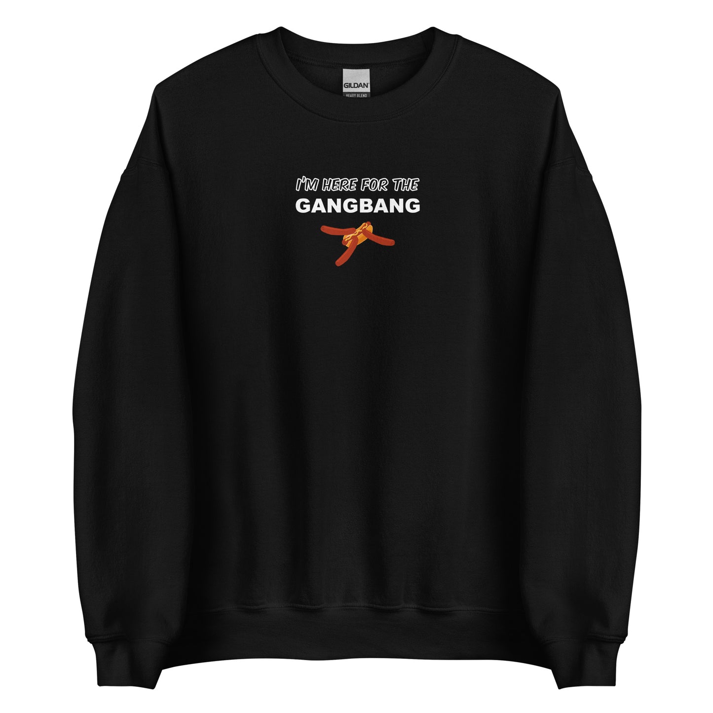 Sweat unisexe col rond I'm here for the gangbang Noir - Sedurro