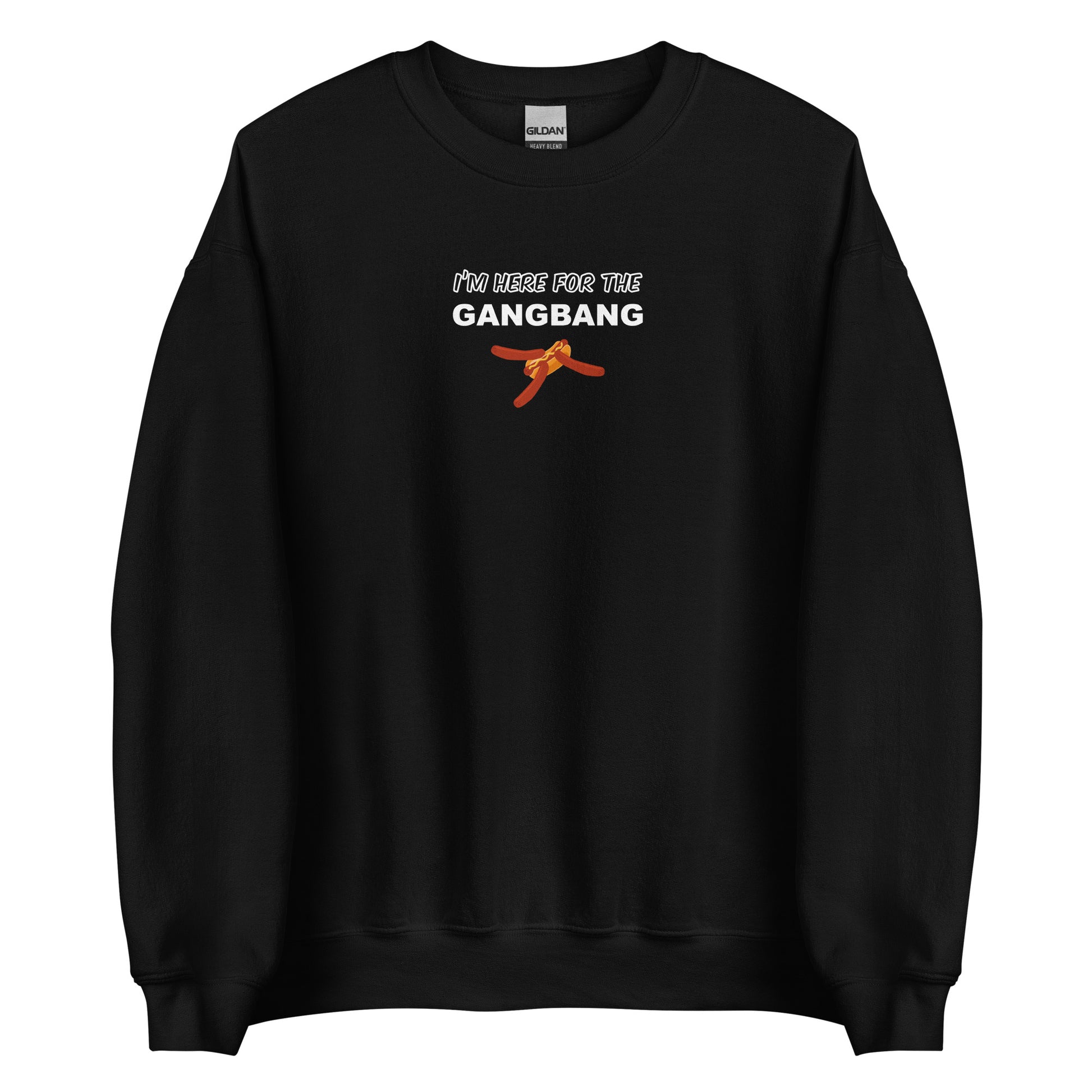 Sweat unisexe col rond I'm here for the gangbang Noir - Sedurro