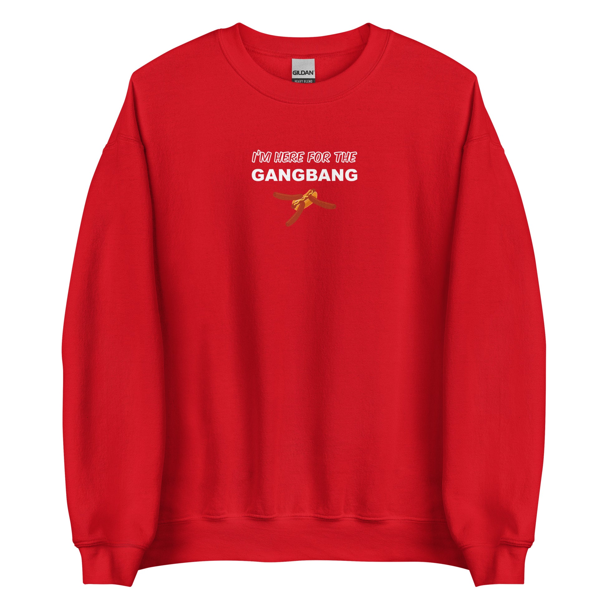 Sweat unisexe col rond I'm here for the gangbang Rouge - Sedurro