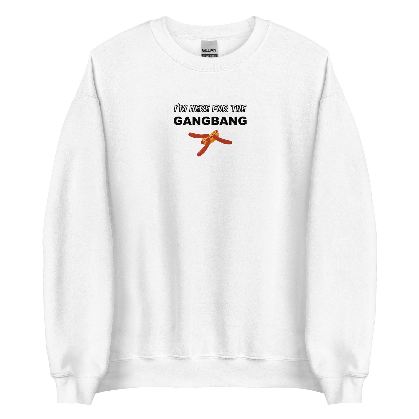 Sweat unisexe col rond I'm here for the gangbang Blanc - Sedurro