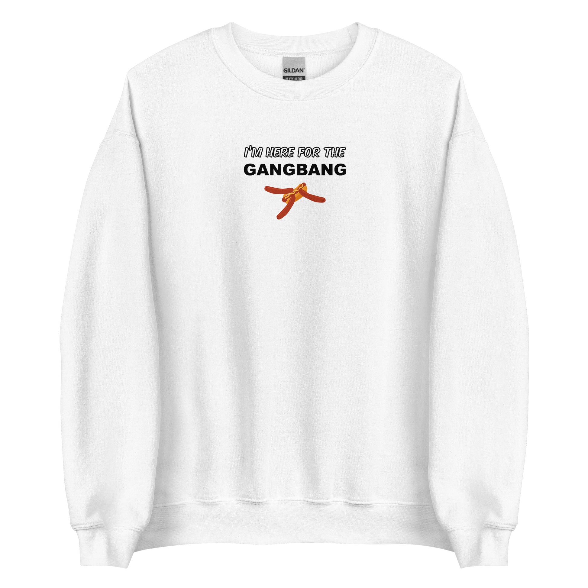 Sweat unisexe col rond I'm here for the gangbang Blanc - Sedurro