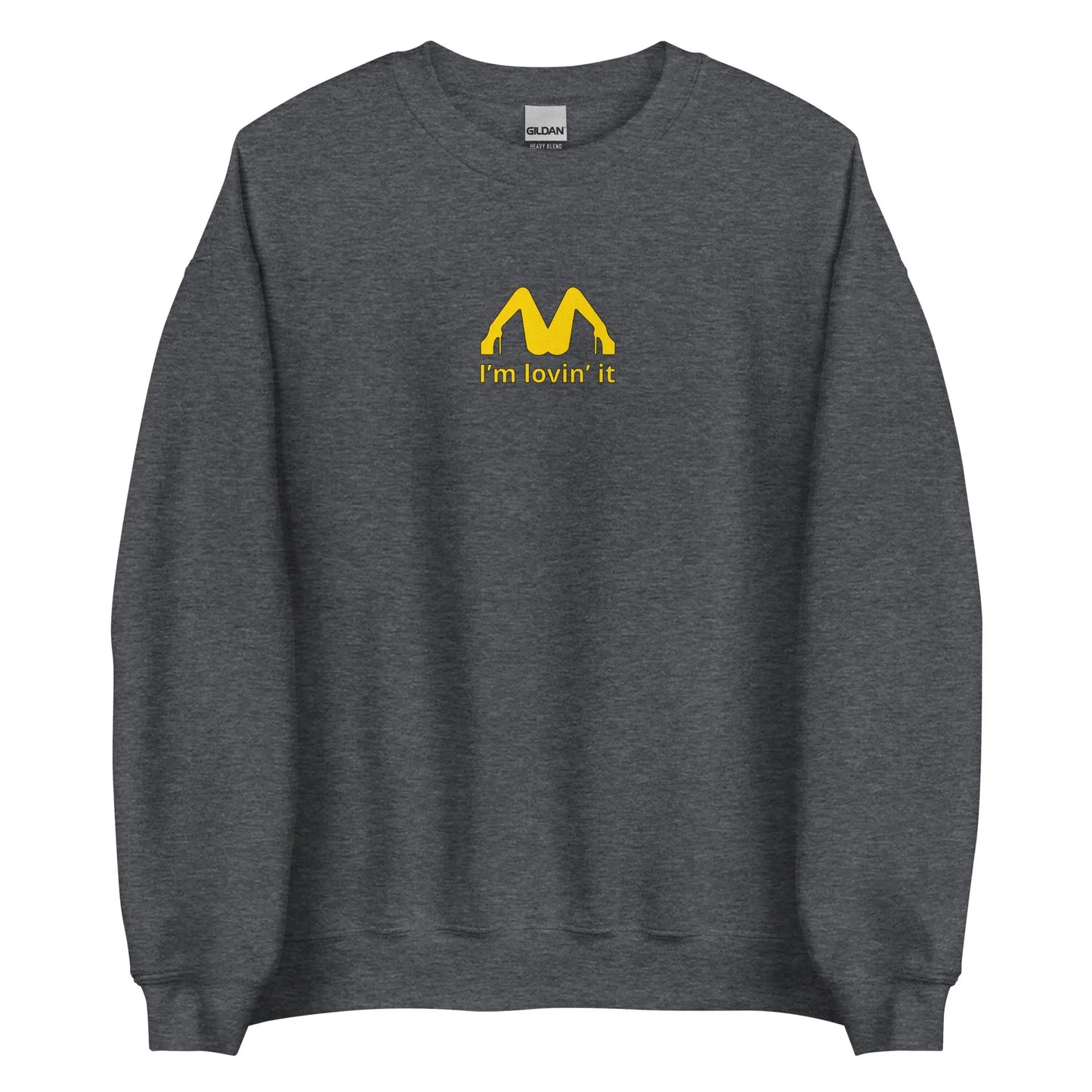 Sweat unisexe col rond I'm lovin' it Gris Foncé Chiné - Sedurro