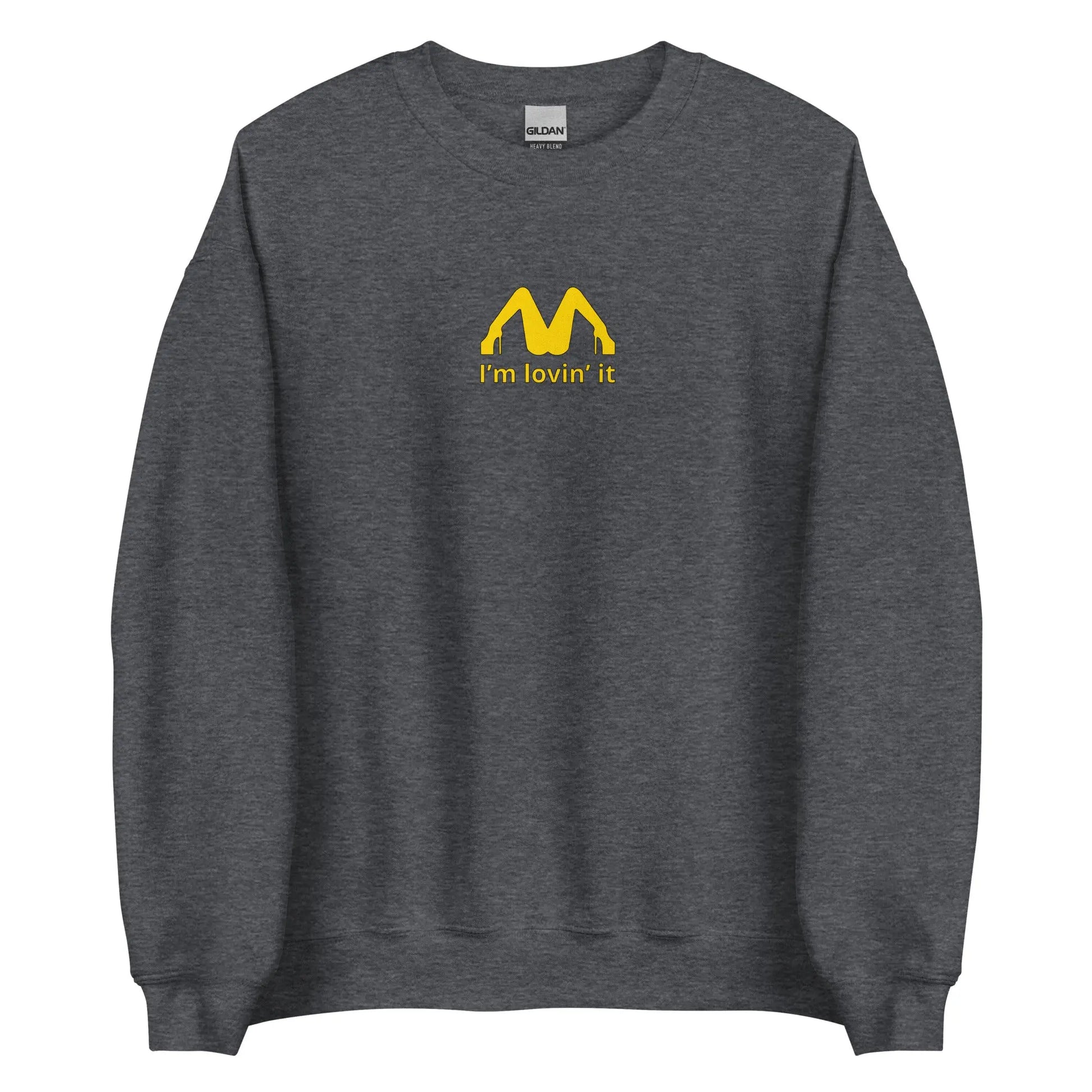 Sweat unisexe col rond I'm lovin' it Gris Foncé Chiné - Sedurro