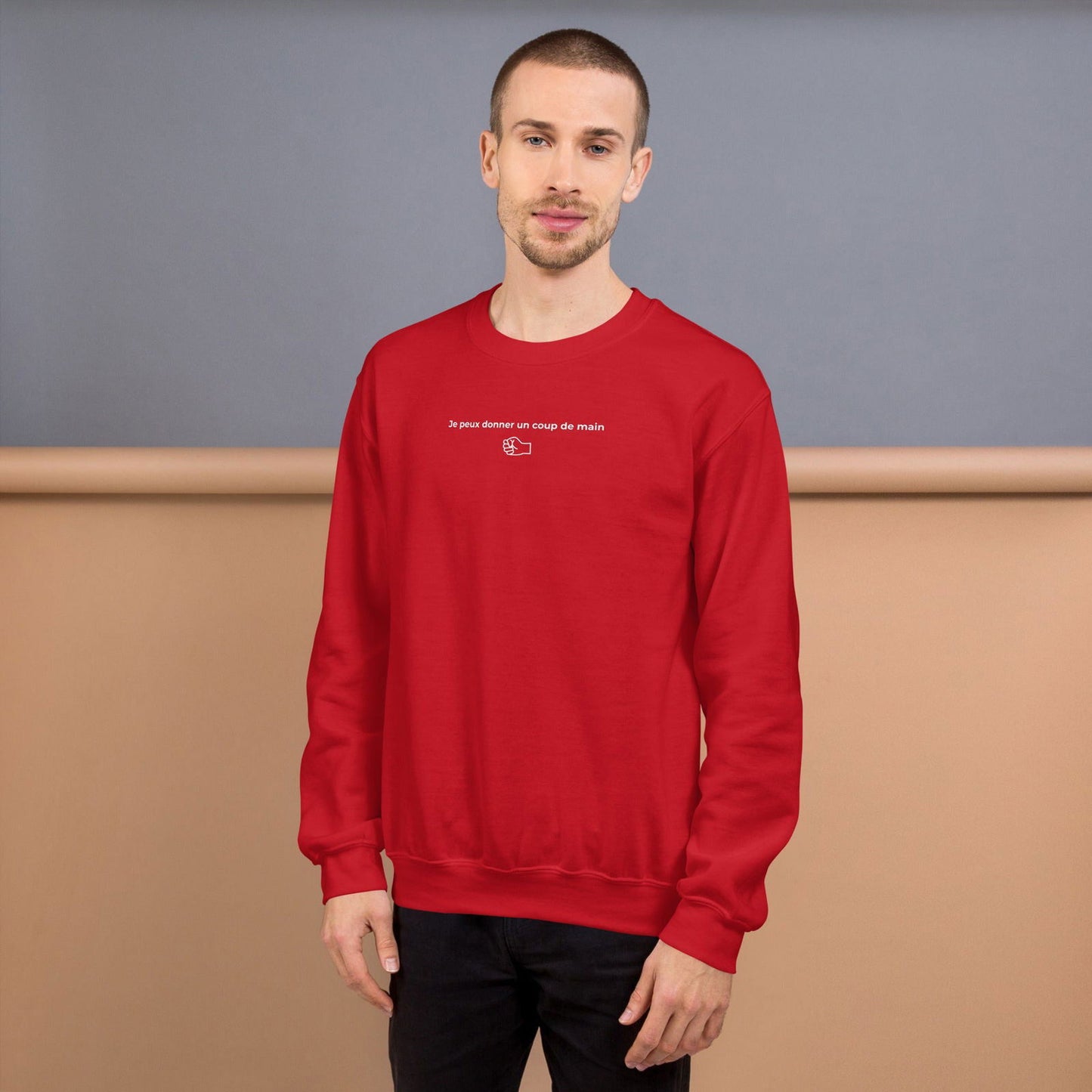 Sweat unisexe col rond Je peux donner un coup de main fist - Sedurro