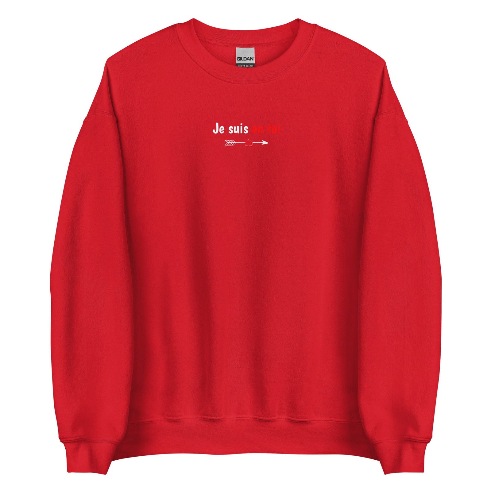 Sweat unisexe col rond Je suis en toi flèche cupidon Rouge - Sedurro