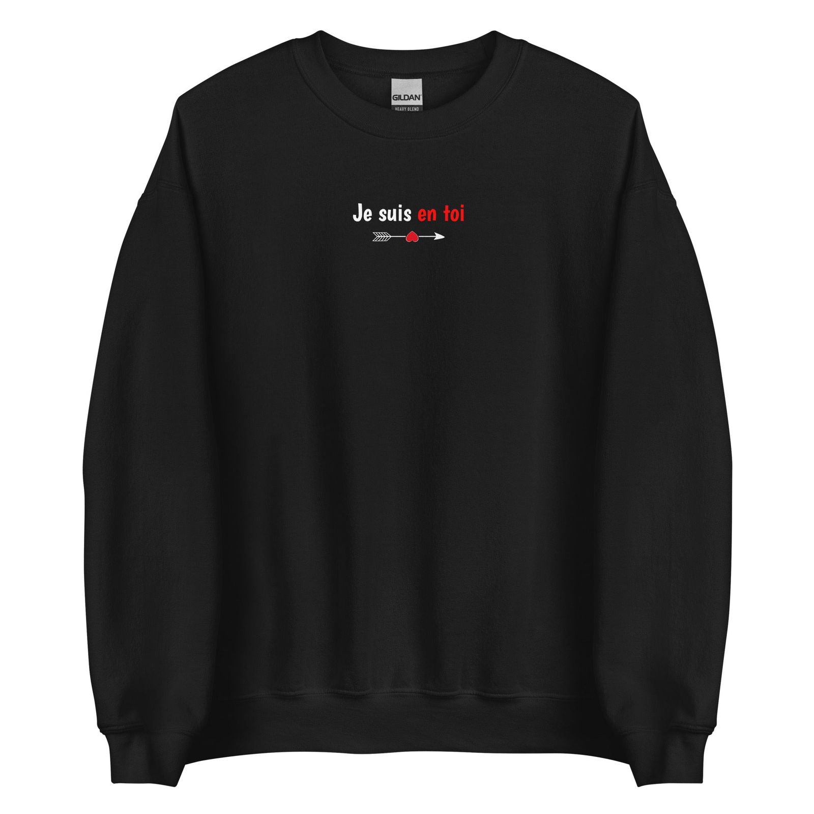 Sweat unisexe col rond Je suis en toi flèche cupidon Noir - Sedurro