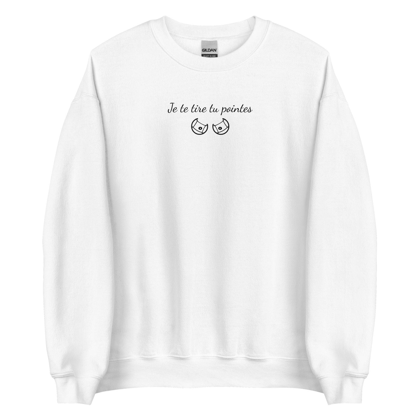 Sweat unisexe col rond Je te tire tu pointes Blanc - Sedurro
