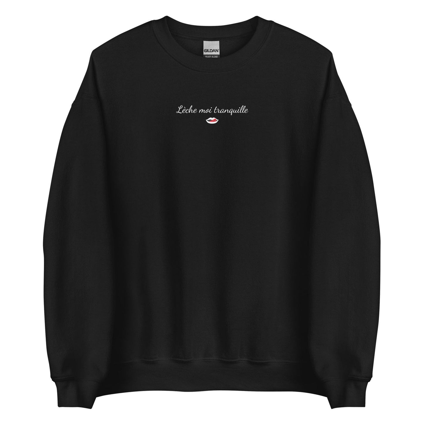 Sweat unisexe col rond Lèche moi tranquille Noir - Sedurro