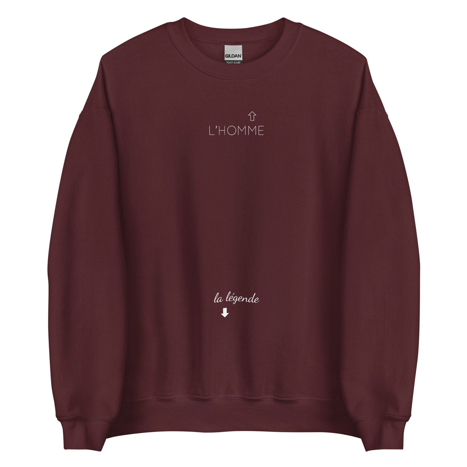 Sweat unisexe col rond L'homme et la légende Bordeaux - Sedurro