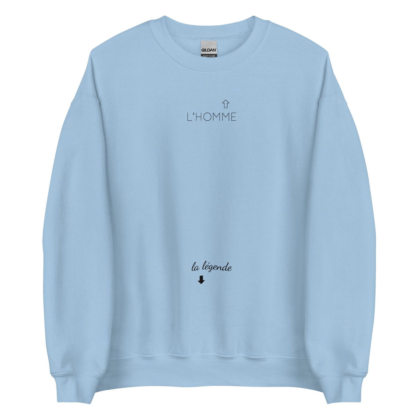 Sweat unisexe col rond L'homme et la légende Bleu Clair - Sedurro