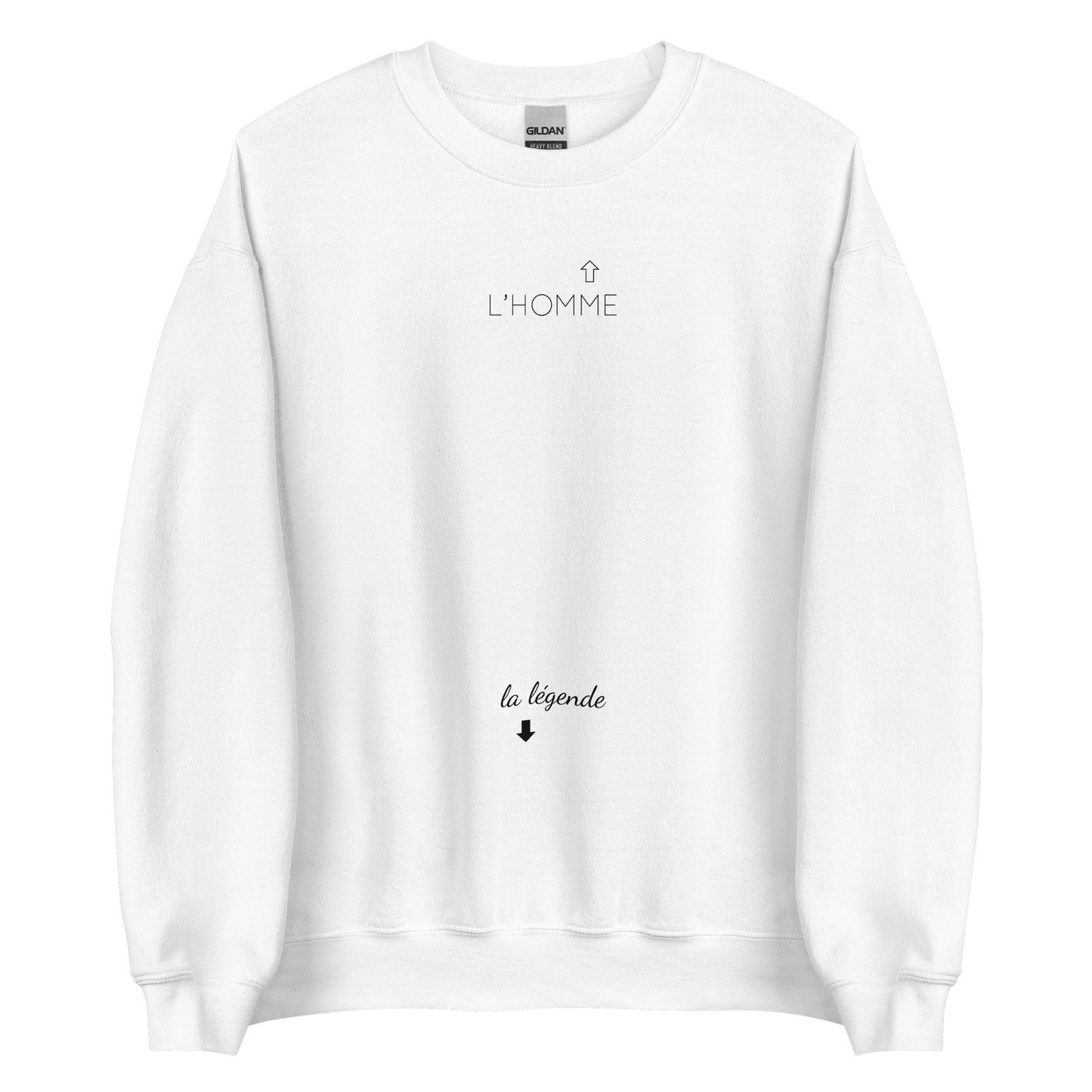 Sweat unisexe col rond L'homme et la légende Blanc - Sedurro