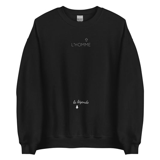 Sweat unisexe col rond L'homme et la légende Noir - Sedurro