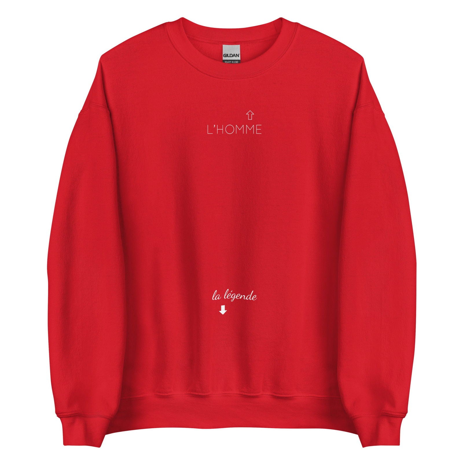 Sweat unisexe col rond L'homme et la légende Rouge - Sedurro