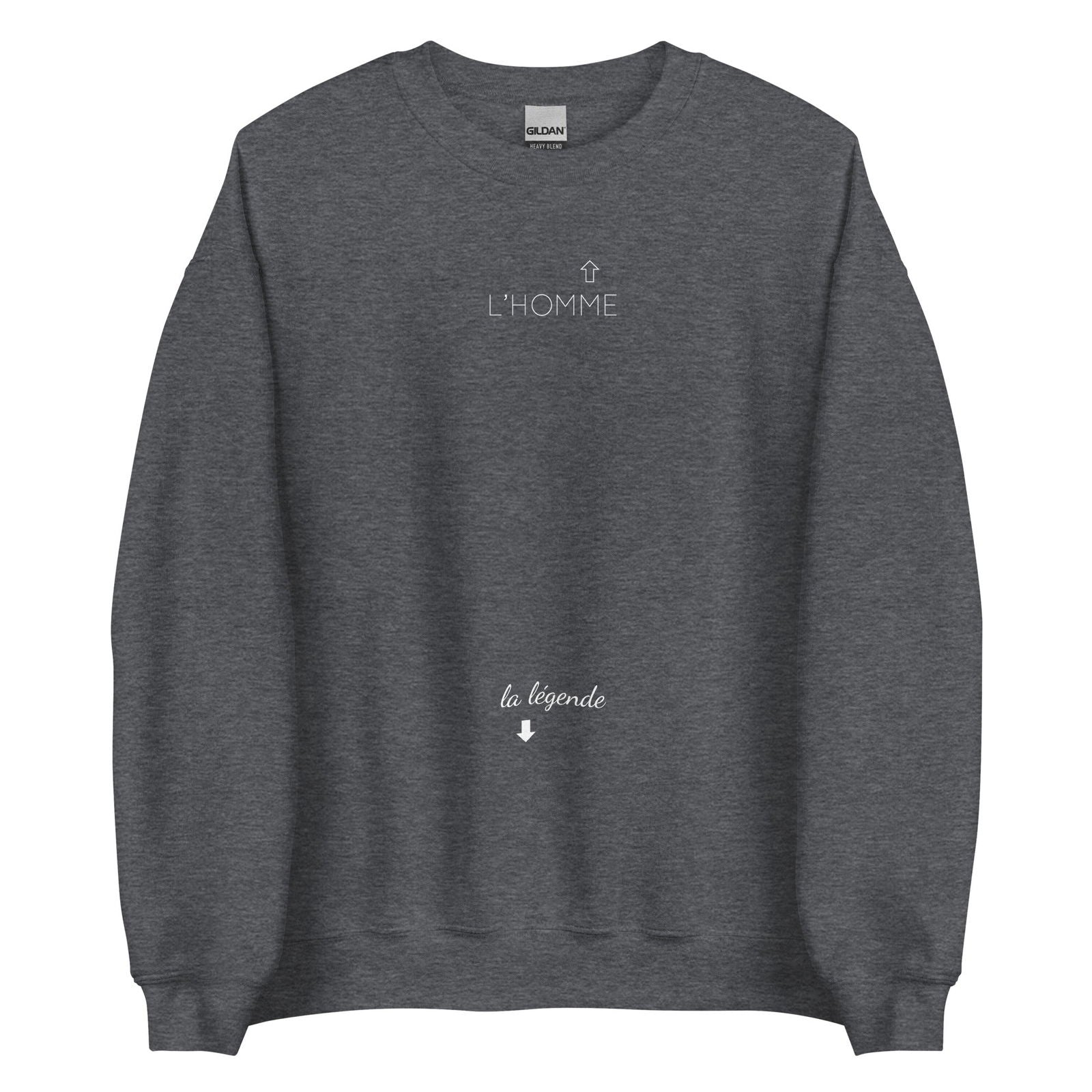 Sweat unisexe col rond L'homme et la légende Gris Foncé Chiné - Sedurro