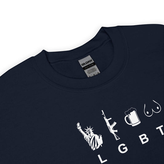 Sweat unisexe col rond LGBT liberty gun beer tits - Sedurro