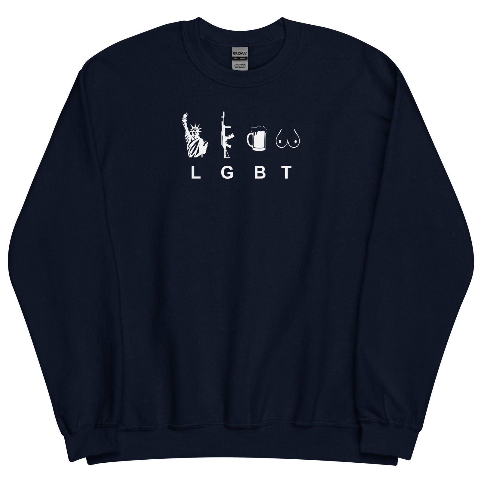 Sweat unisexe col rond LGBT liberty gun beer tits - Sedurro