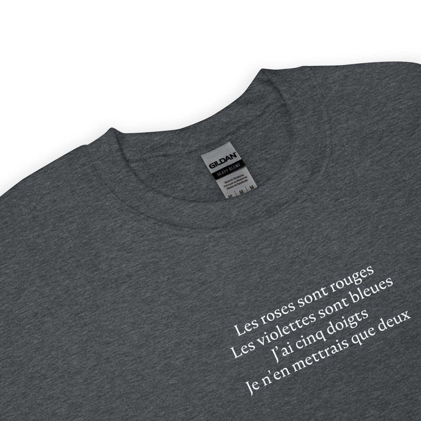 Sweat unisexe col rond Les roses sont rouges Les violettes sont bleues J'ai cinq doigts Je n'en mettrais que deux - Sedurro