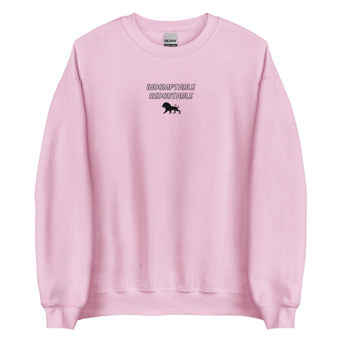 Sweat unisexe col rond Lion indomptable redoutable Rose Clair - Sedurro