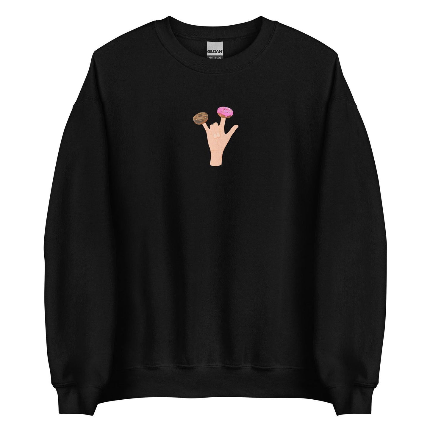 Sweat unisexe col rond Main donuts deux doigts Noir - Sedurro