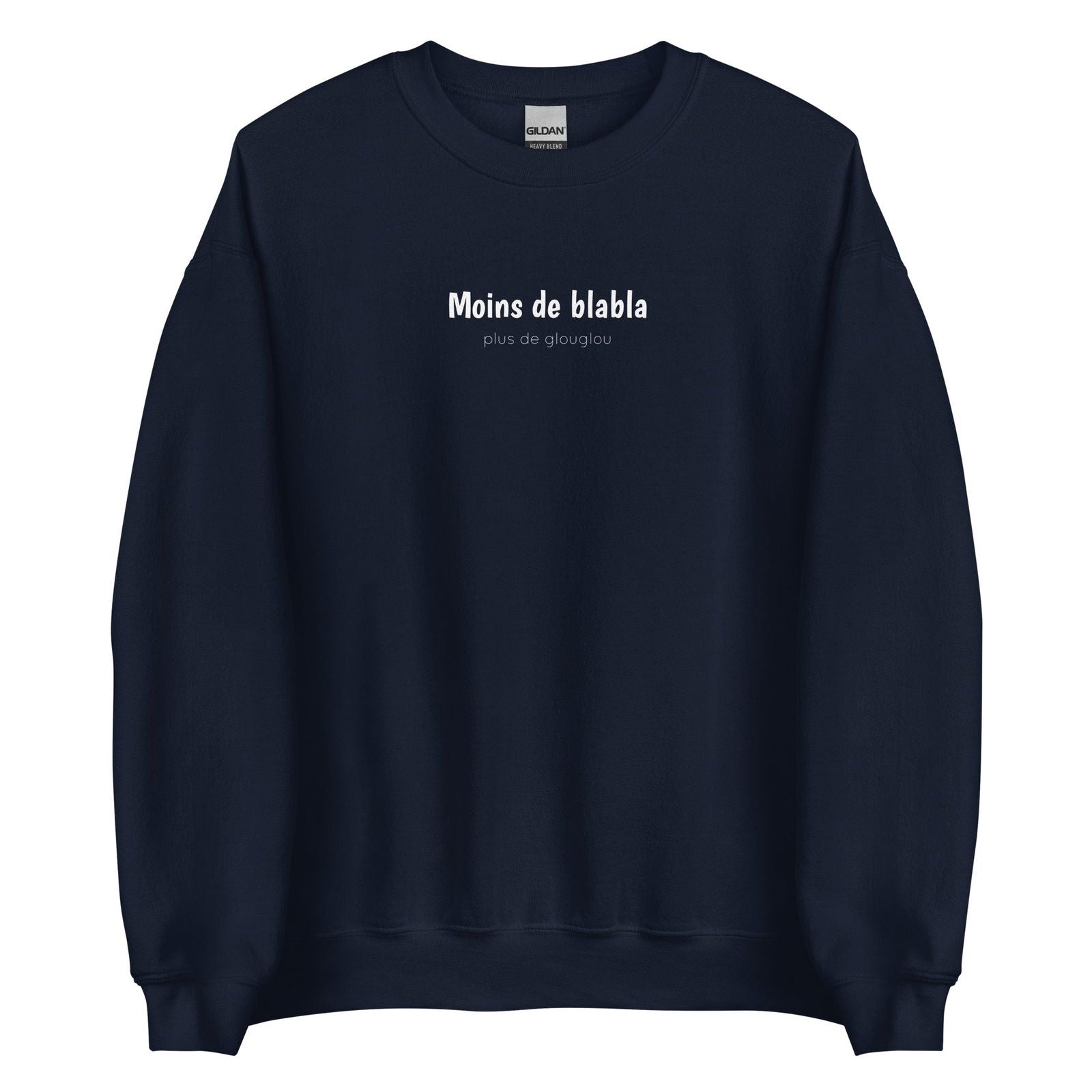 Sweat unisexe col rond Moins de blabla plus de glouglou Bleu Marine - Sedurro
