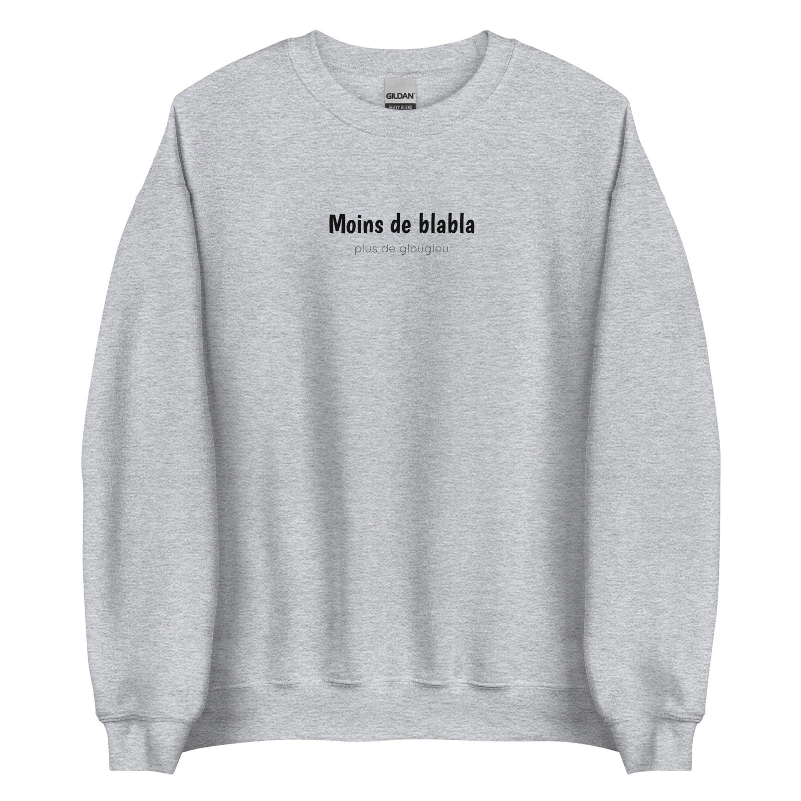 Sweat unisexe col rond Moins de blabla plus de glouglou Gris Sport - Sedurro
