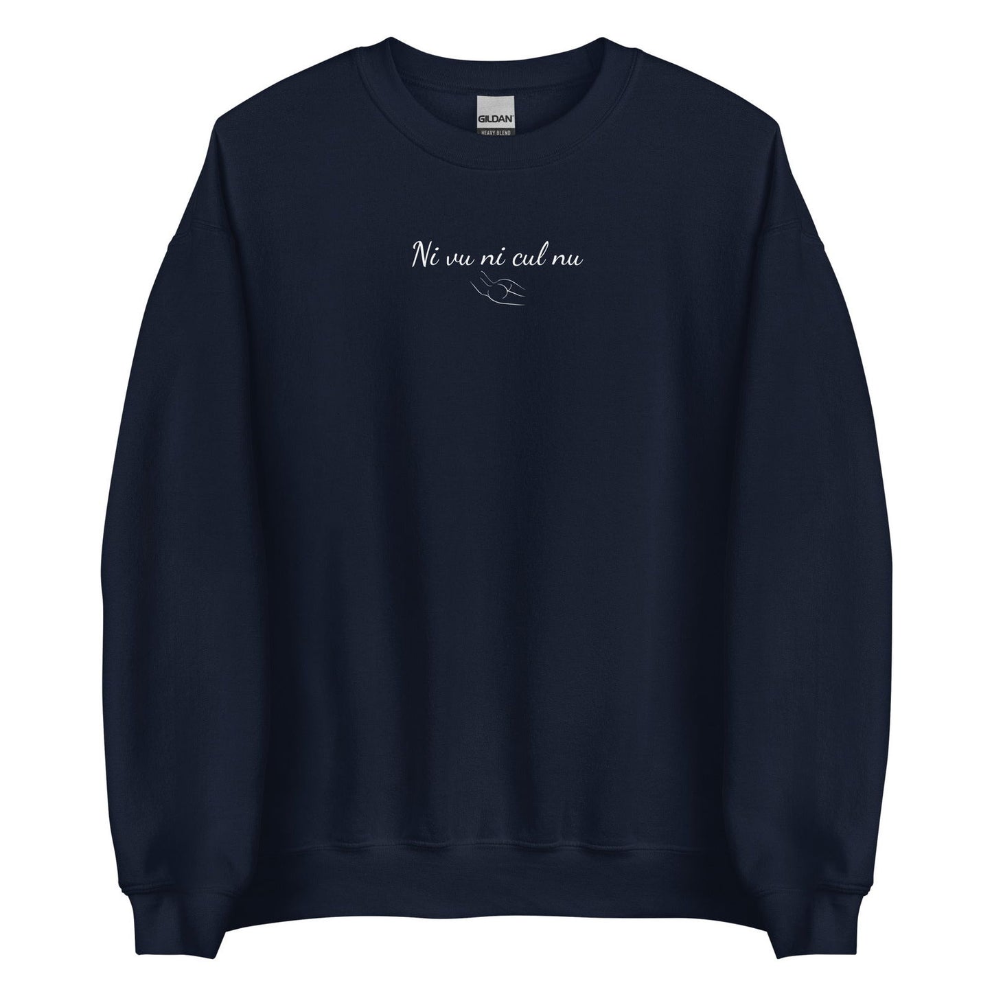 Sweat unisexe col rond Ni vu ni cul nu Bleu Marine - Sedurro