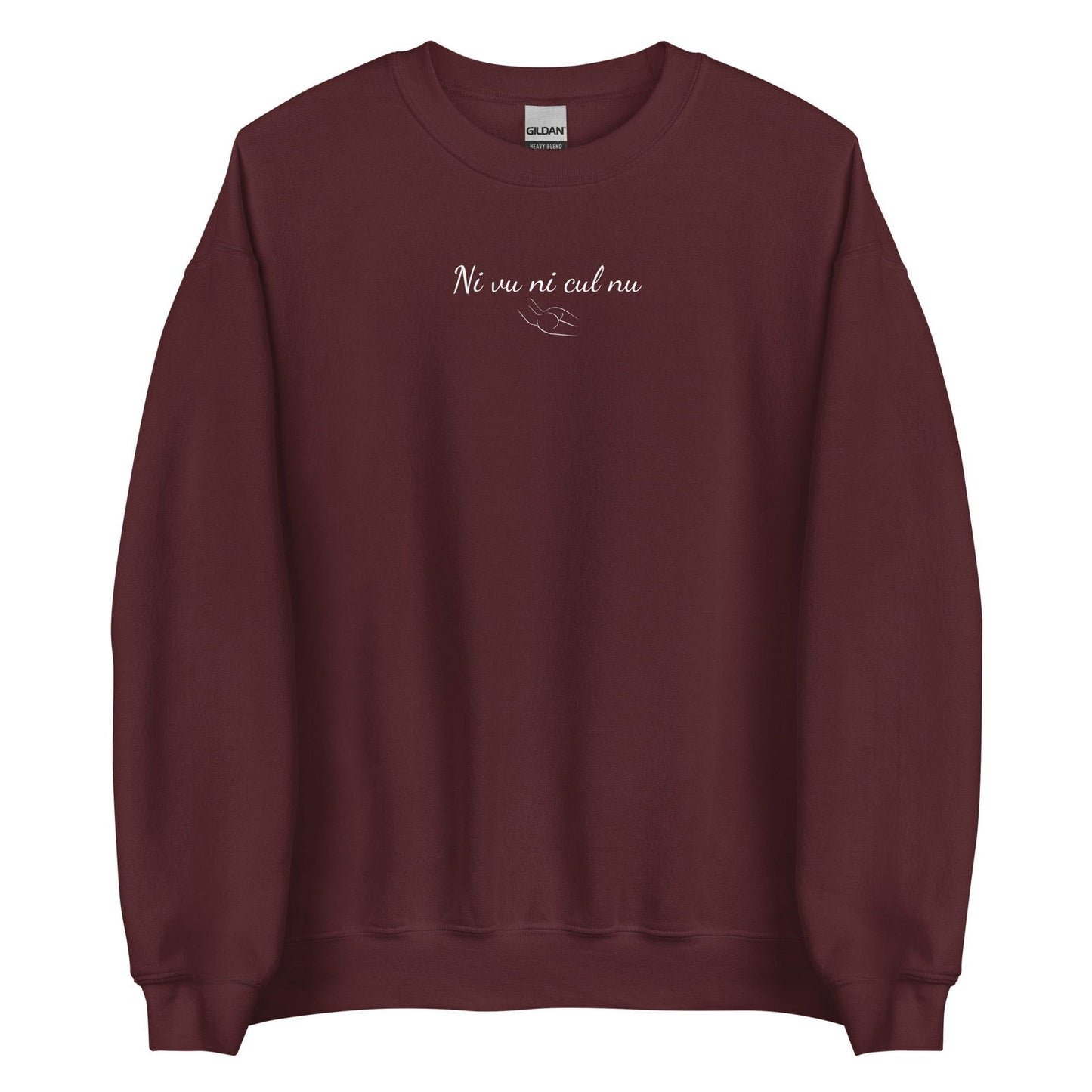 Sweat unisexe col rond Ni vu ni cul nu Bordeaux - Sedurro