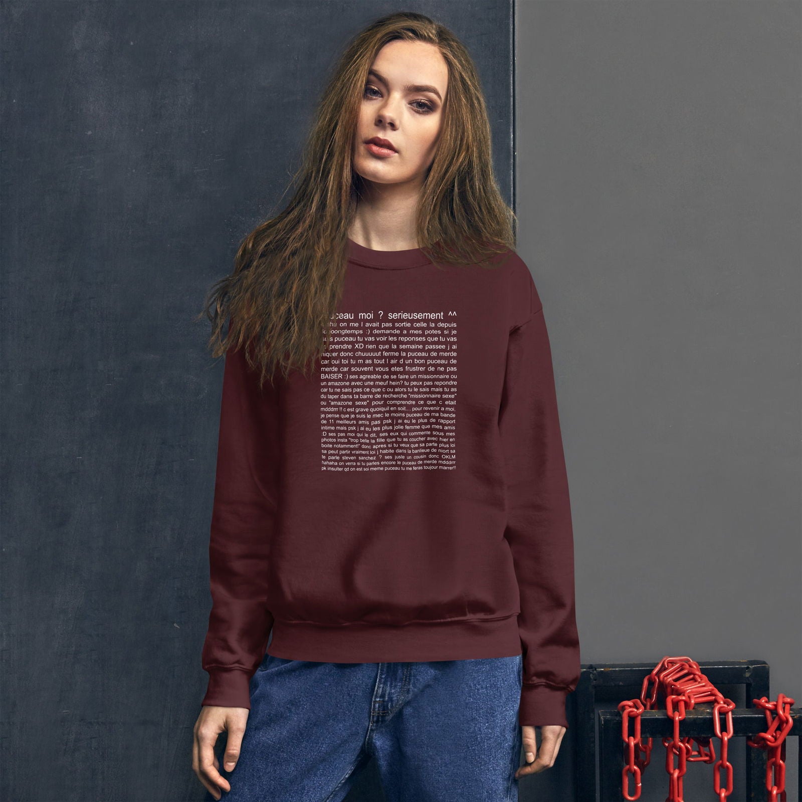 Sweat unisexe col rond Puceau moi on me l'avait pas sorti depuis longtemps - Sedurro