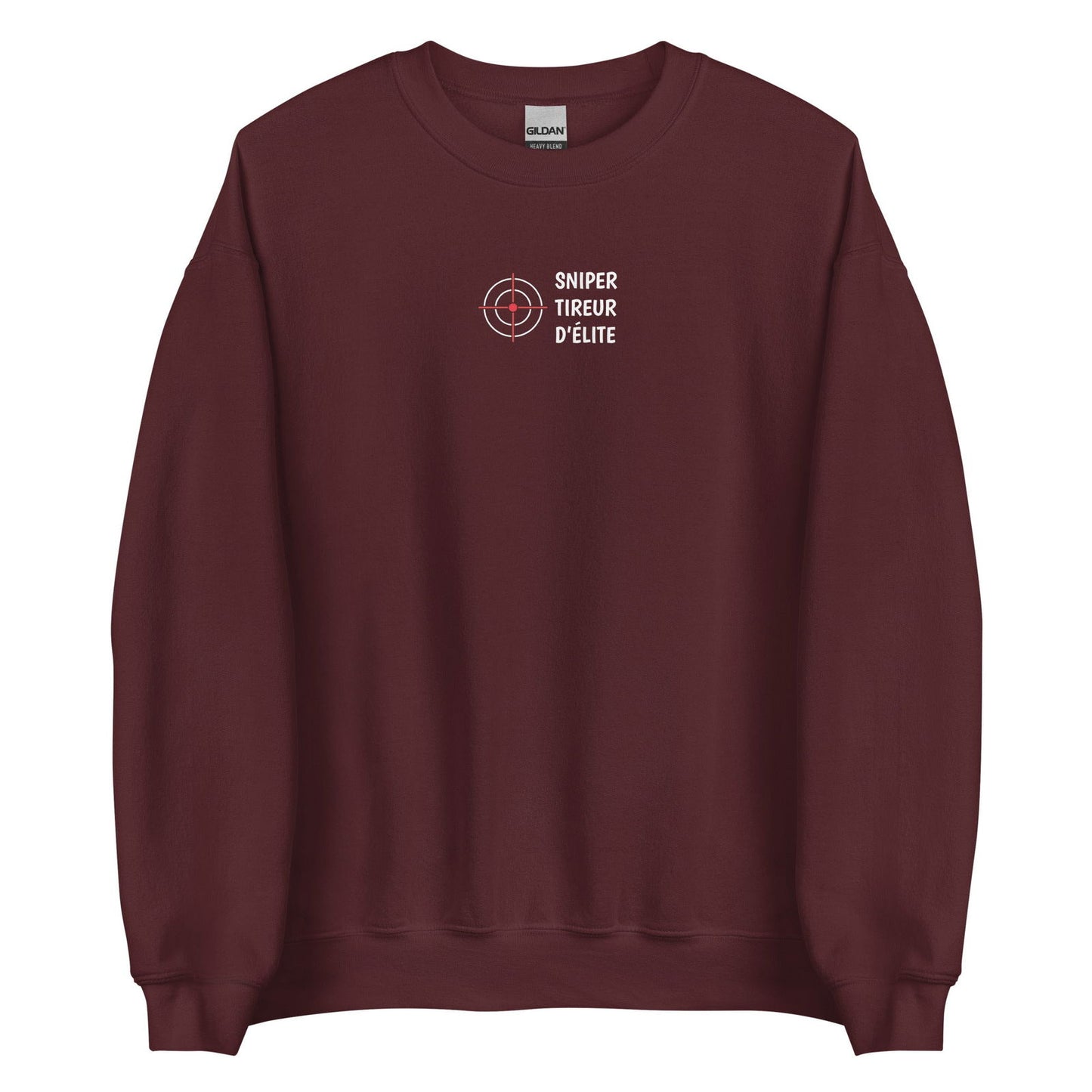 Sweat unisexe col rond Sniper tireur d'élite Bordeaux - Sedurro