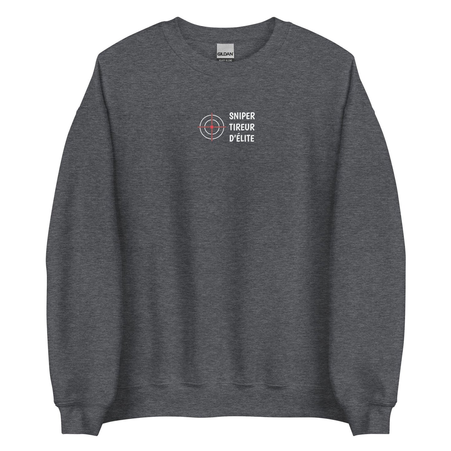 Sweat unisexe col rond Sniper tireur d'élite Gris Foncé Chiné - Sedurro