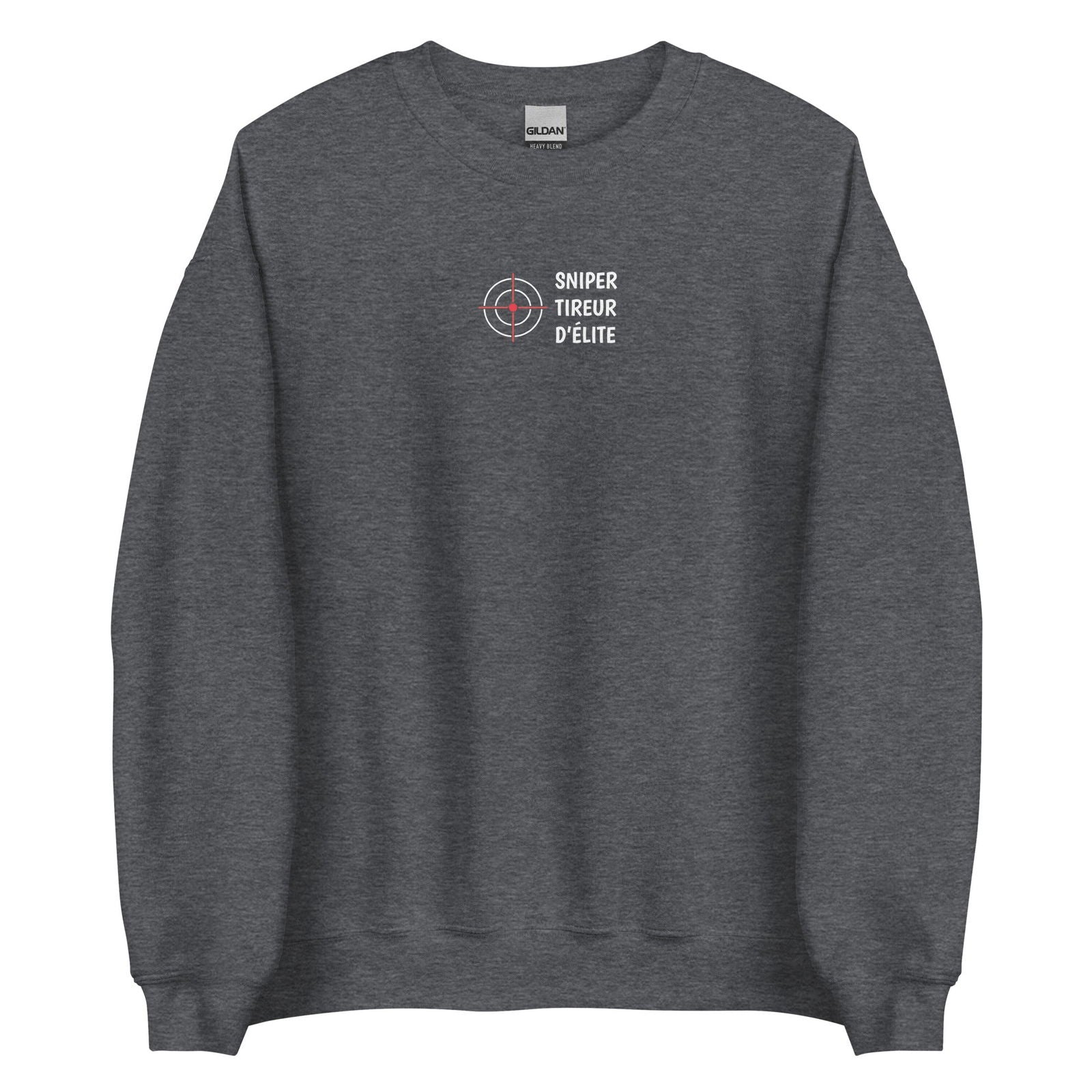 Sweat unisexe col rond Sniper tireur d'élite Gris Foncé Chiné - Sedurro