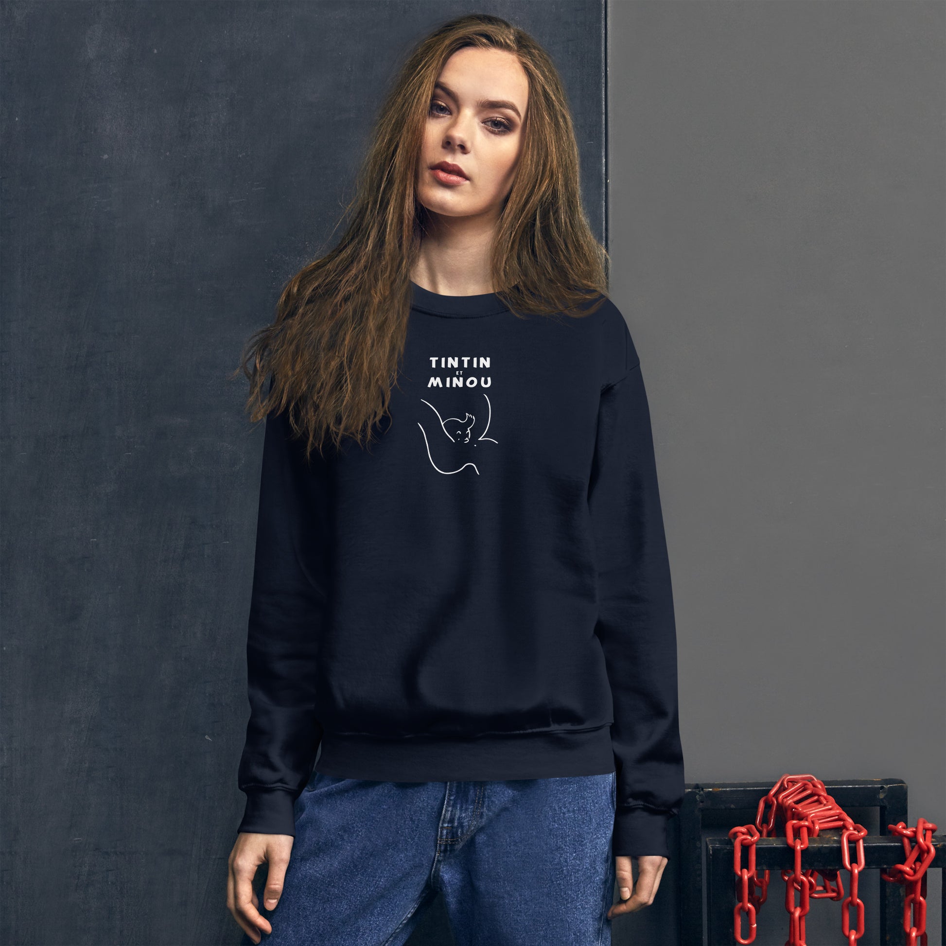 Sweat unisexe col rond Tintin et minou - Sedurro