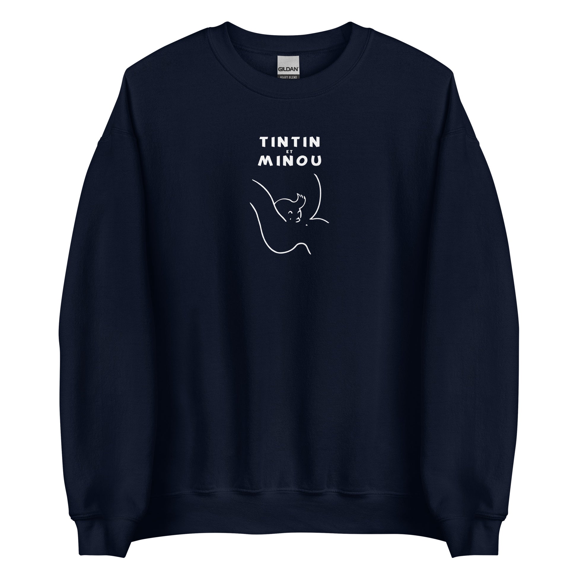 Sweat unisexe col rond Tintin et minou Bleu Marine - Sedurro