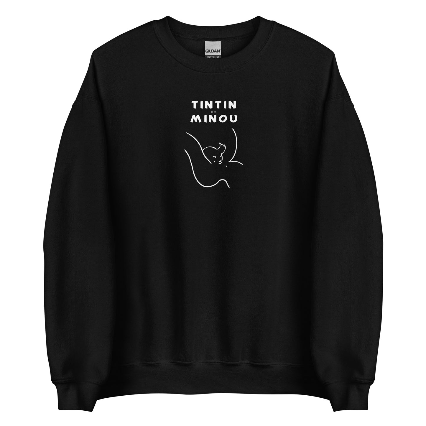 Sweat unisexe col rond Tintin et minou Noir - Sedurro