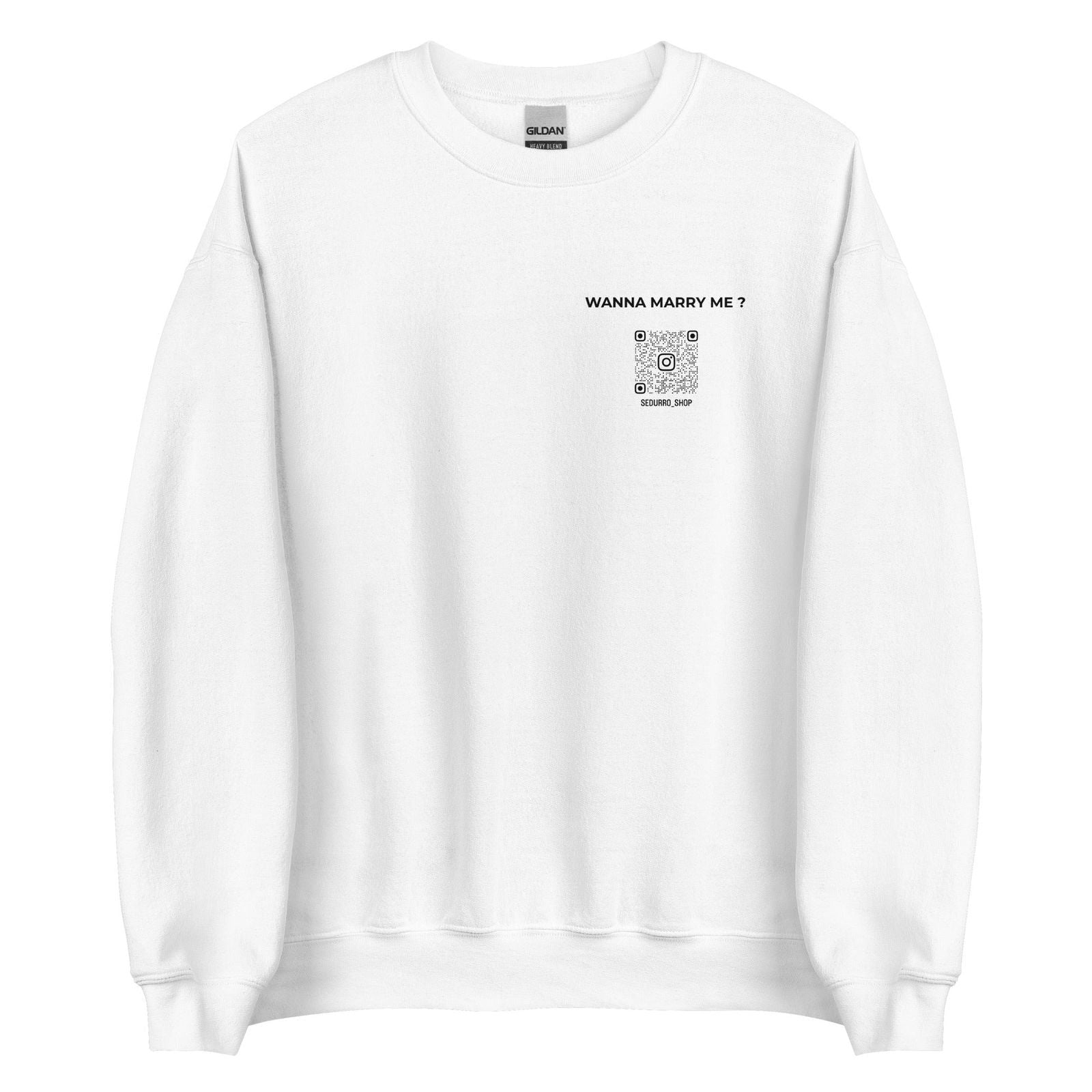 Sweat unisexe col rond personnalisable QR code Instagram poitrine - Wanna marry me - clair - Sedurro