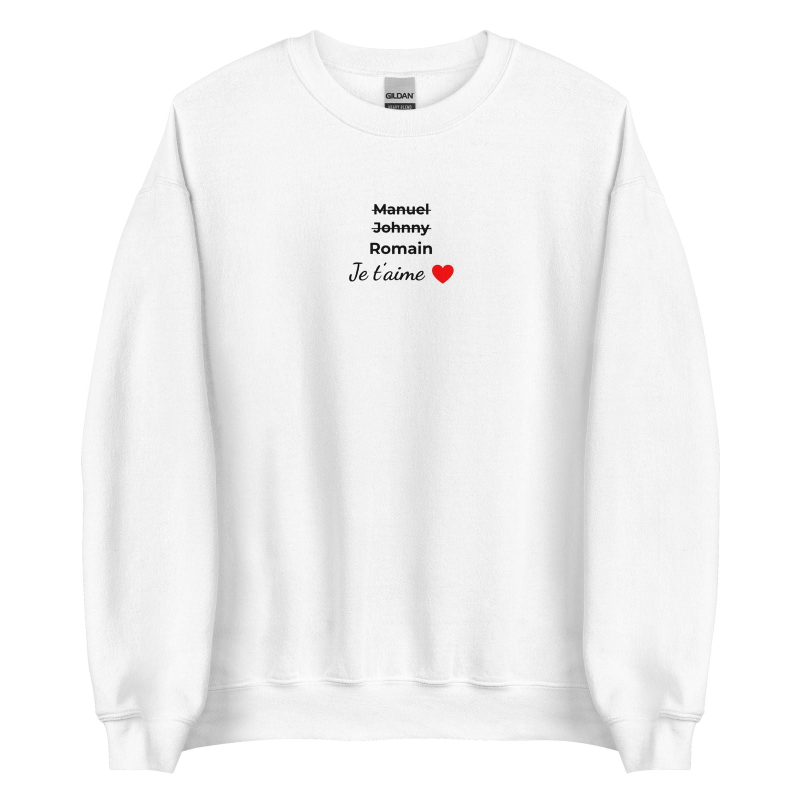 Sweat unisexe col rond personnalisable prénoms barrés hommes je t'aime - clair Blanc - Sedurro