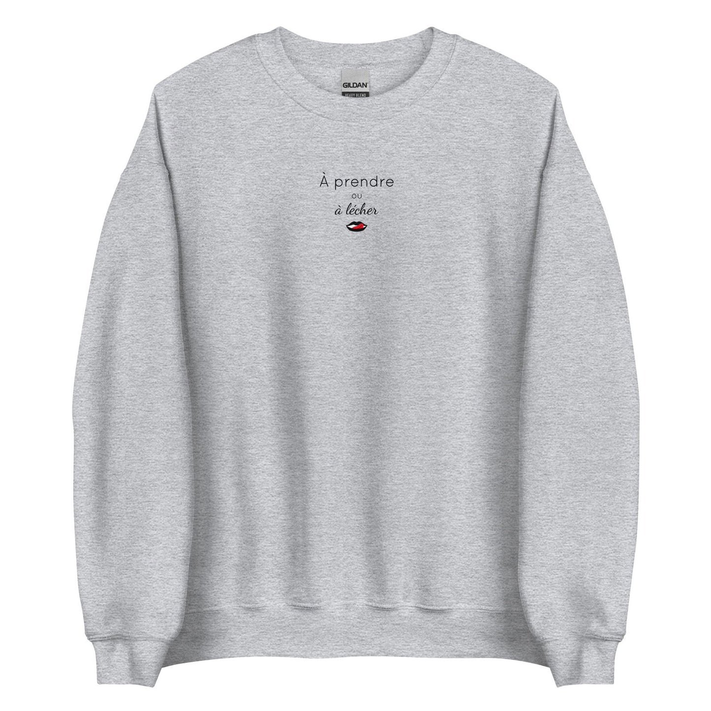 Sweat unisexe col rond À prendre ou à lécher Gris Sport - Sedurro