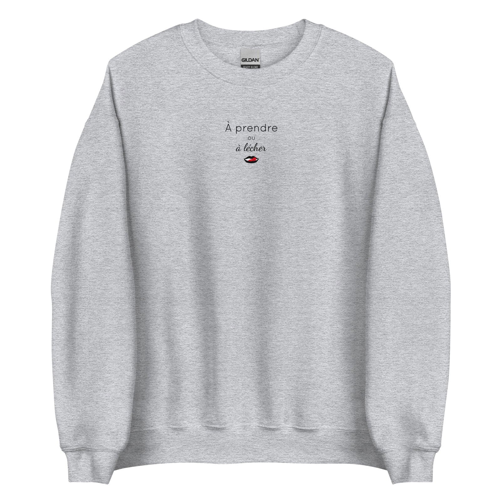 Sweat unisexe col rond À prendre ou à lécher Gris Sport - Sedurro