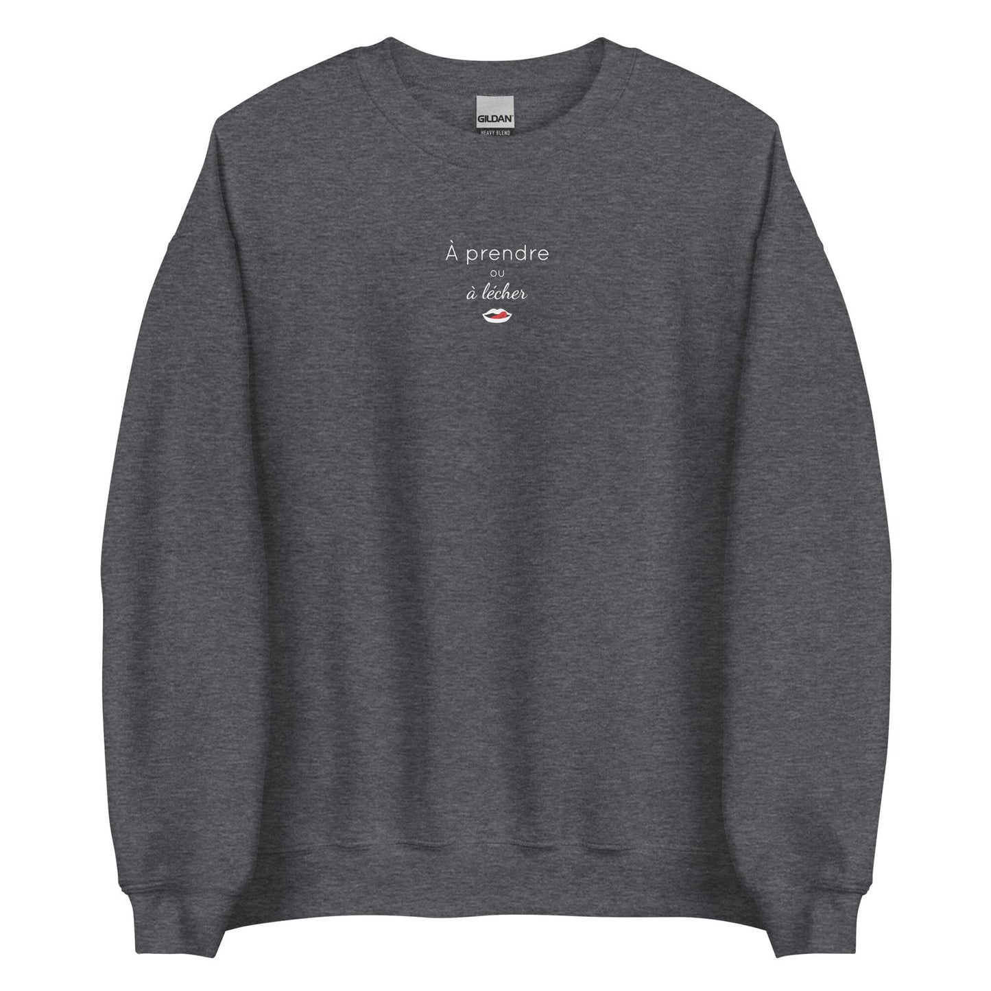 Sweat unisexe col rond À prendre ou à lécher Gris Foncé Chiné - Sedurro