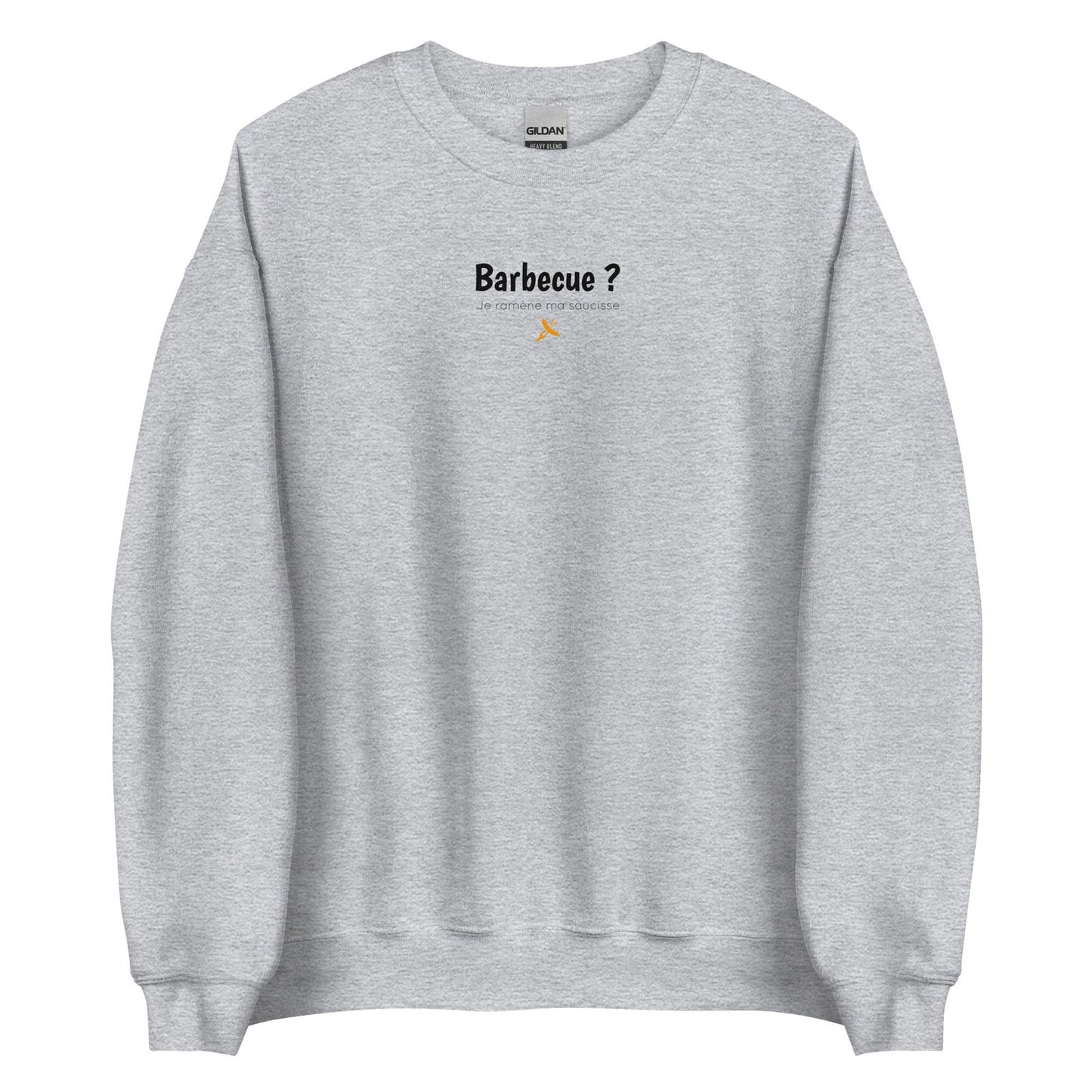 Sweat unisexe col rond Barbecue je ramène ma saucisse Gris Sport - Sedurro
