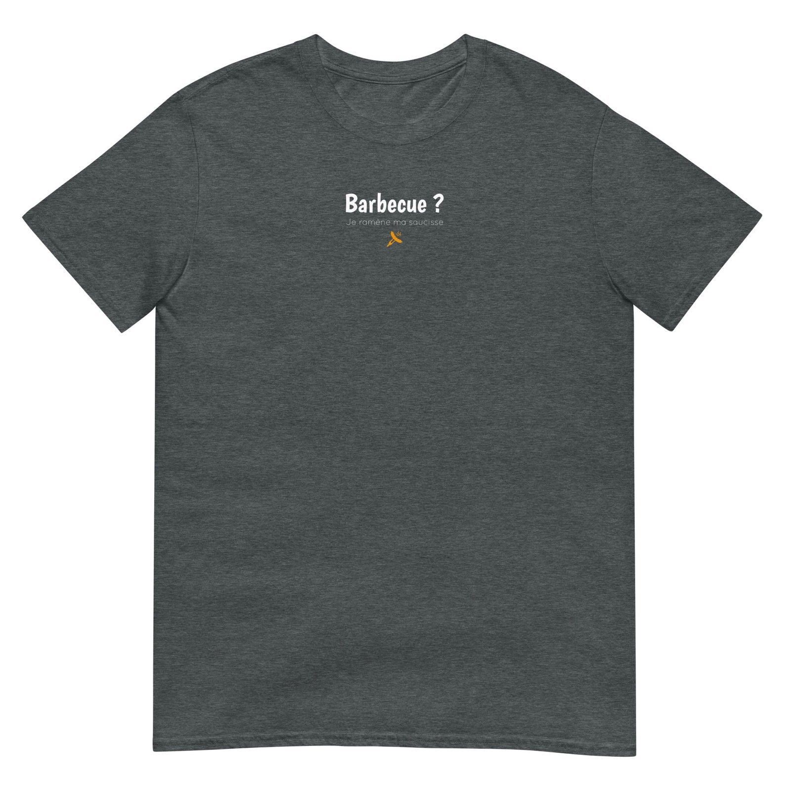 T-shirt unisexe Barbecue je ramène ma saucisse Gris Foncé Chiné - Sedurro