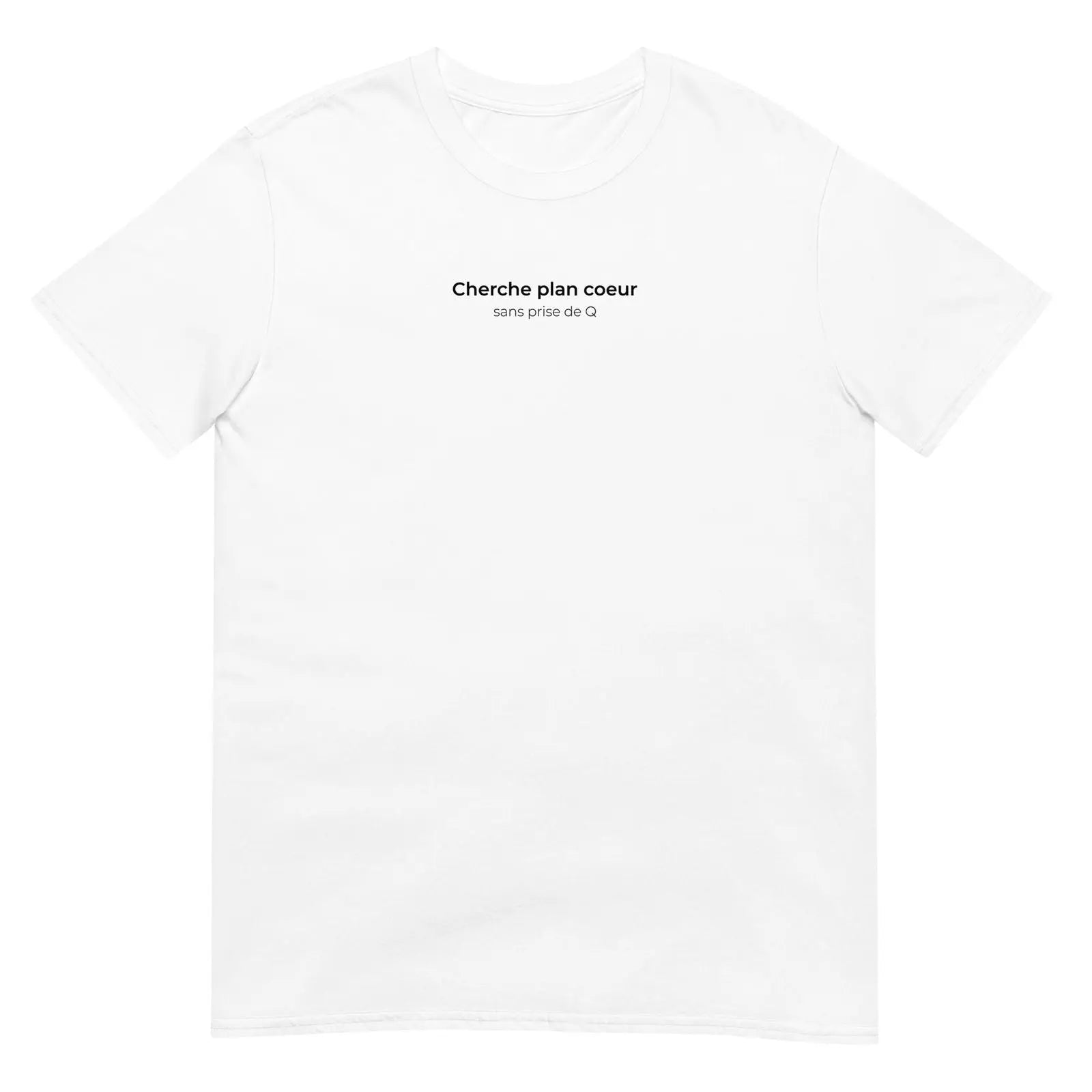T-shirt unisexe Cherche plan cœur sans prise de Q Blanc - Sedurro