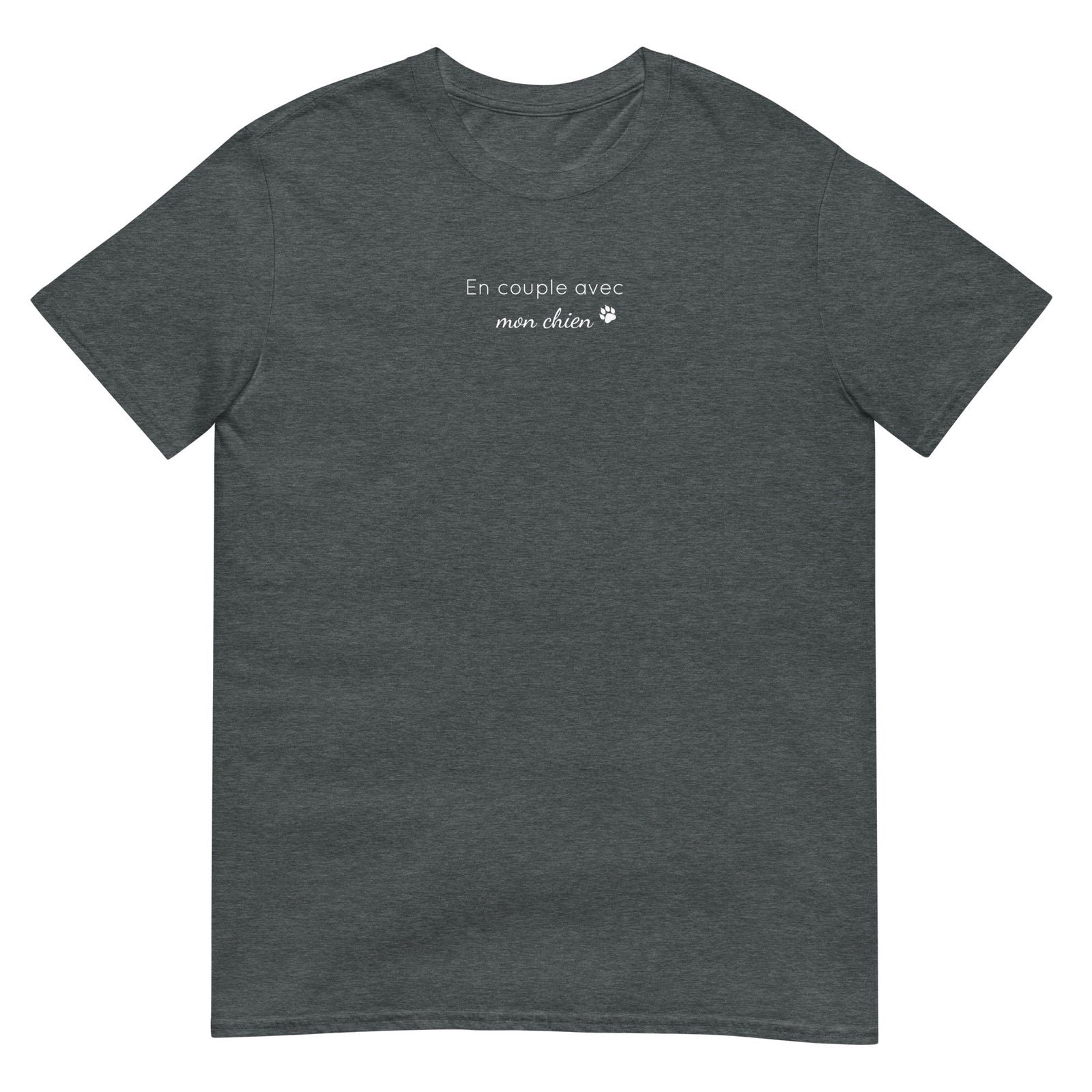 T-shirt unisexe En couple avec mon chien Gris Foncé Chiné - Sedurro