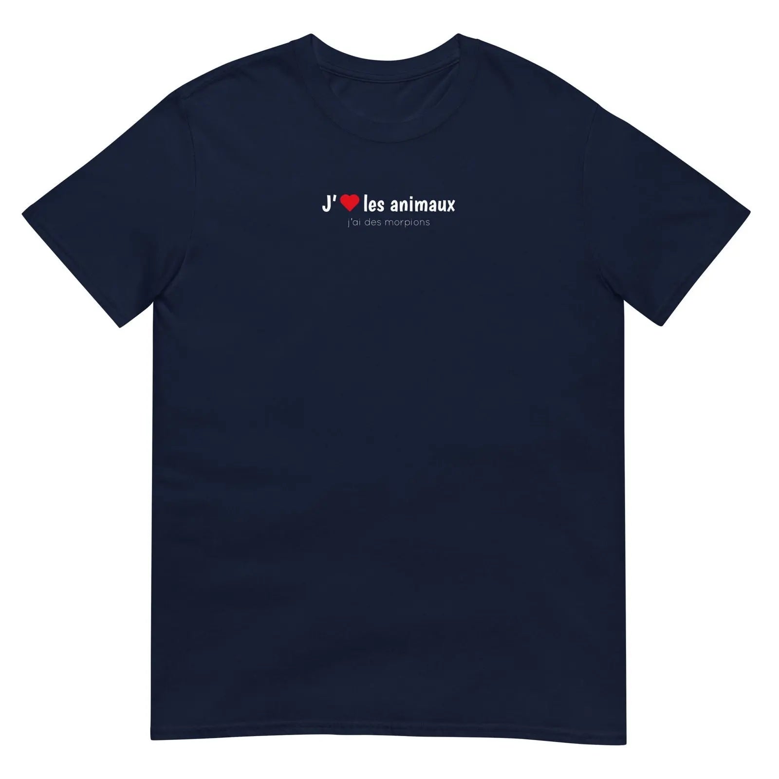 T-shirt unisexe J'aime les animaux j'ai des morpions Bleu Marine - Sedurro