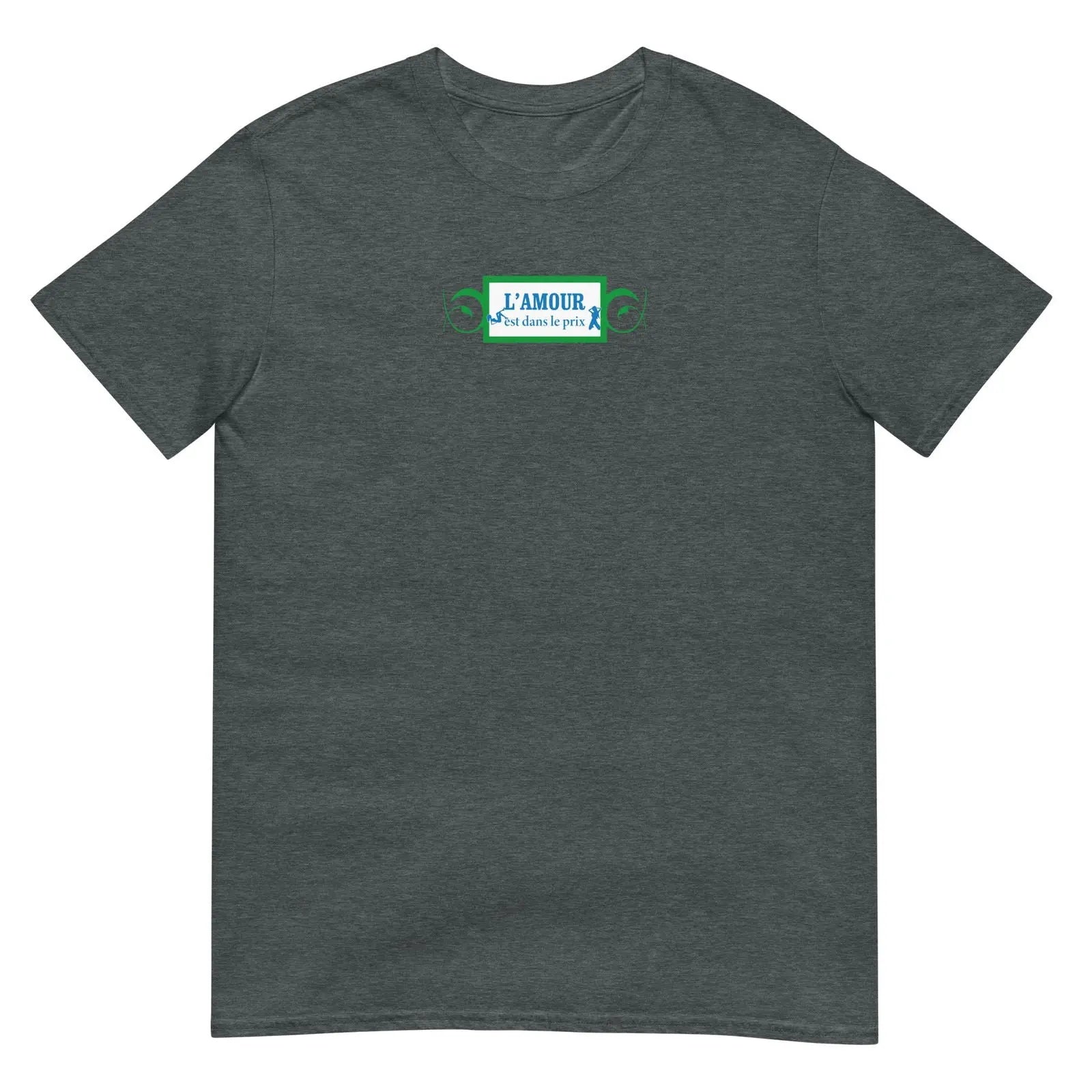 T-shirt unisexe L'amour est dans le prix Gris Foncé Chiné - Sedurro