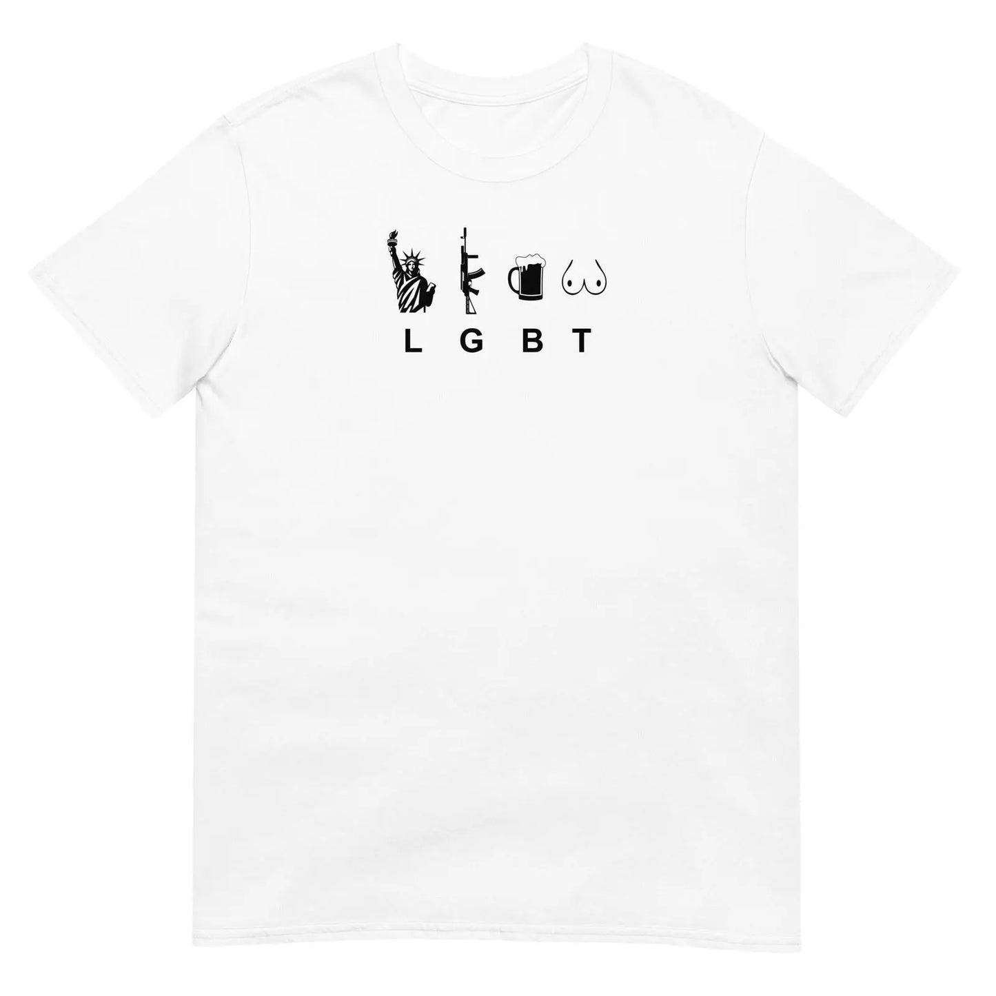 T-shirt unisexe LGBT liberty gun beer tits Blanc - Sedurro