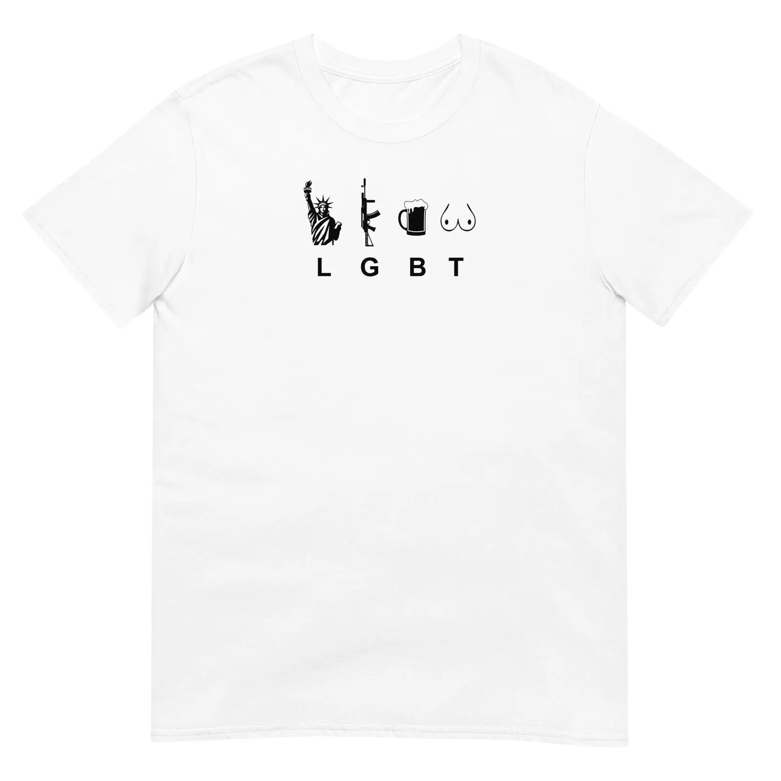 T-shirt unisexe LGBT liberty gun beer tits Blanc - Sedurro